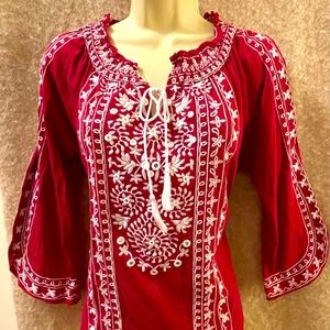 BoHo Embroidered Split-Sleeve Top